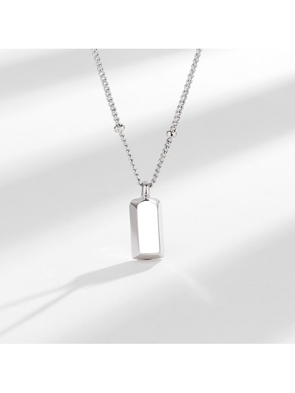 S925 pure silver small gold bar necklace women's ins light luxury high-end feeling attracting wealth small gold brick collarbone chain