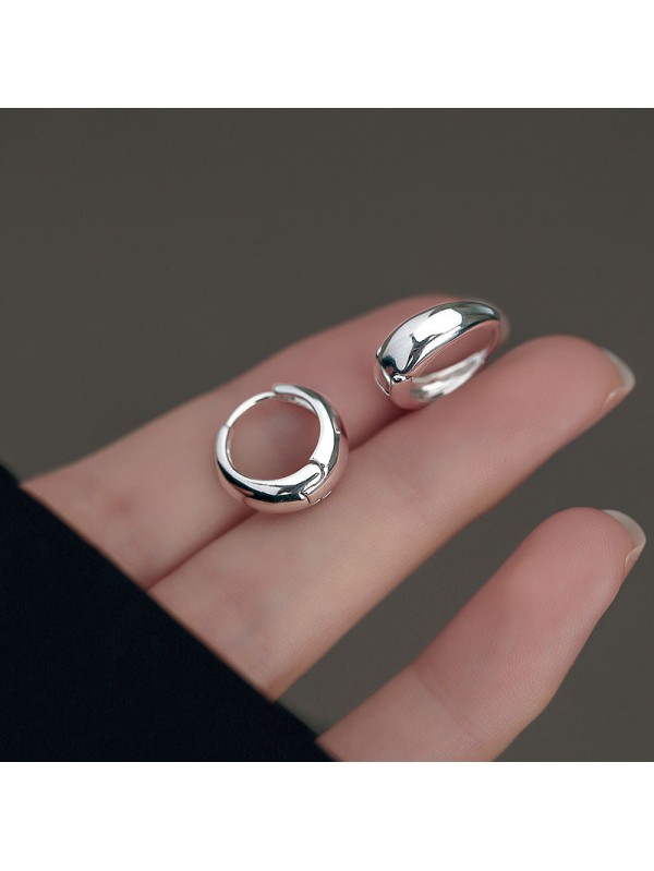 S925 pure silver water droplet plain circle earrings for women cool style circle earrings minimalist niche high-end ear bone ring